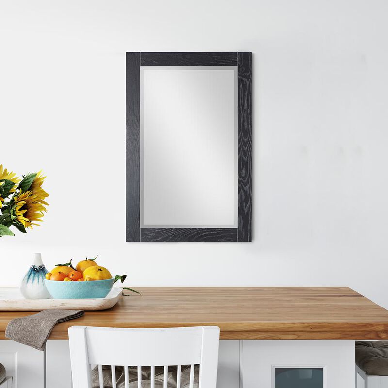 Altair 24 Rectangular Bathroom Wood Framed Wall Mirror in Black Oak