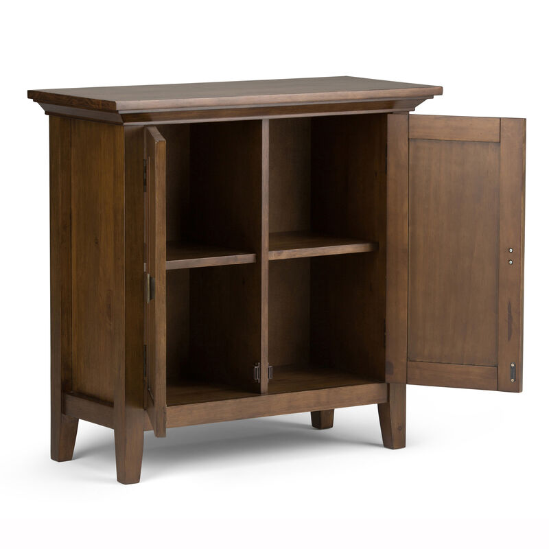 Redmond SOLID WOOD 32 inch Wide Transitional Low Storage Cabinet in Rustic Natural Aged Brown