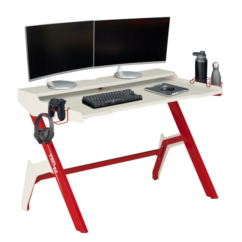 Streamdale Carbon Computer Gaming Desk With Shelving