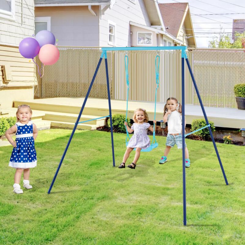 Hivvago Outdoor Heavy Duty Metal Toddler Swing Set with Stand
