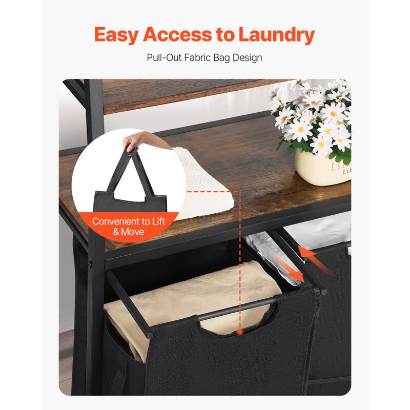4 Tier Laundry Sorter Hamper with Shelves Hooks and Storage Baskets image number 5
