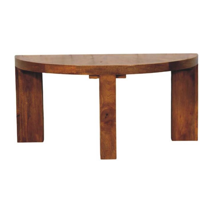 Artisan Furniture Solid Wood Amber Oak Half Moon Coffee Table, Brown