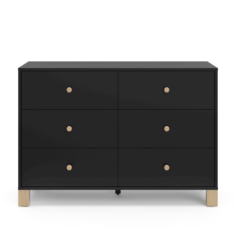 Storkcraft California 6-Drawer Double Dresser (Black with Driftwood)
