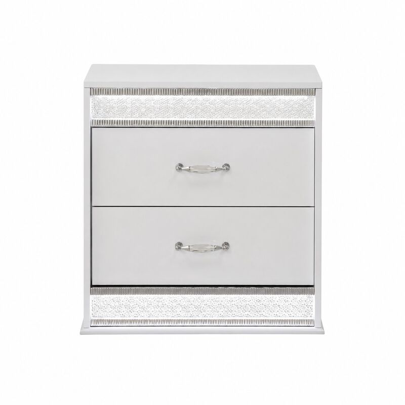 Modern 2 Drawer Nightstand with LED Lighting and Crystal Accents image number 0
