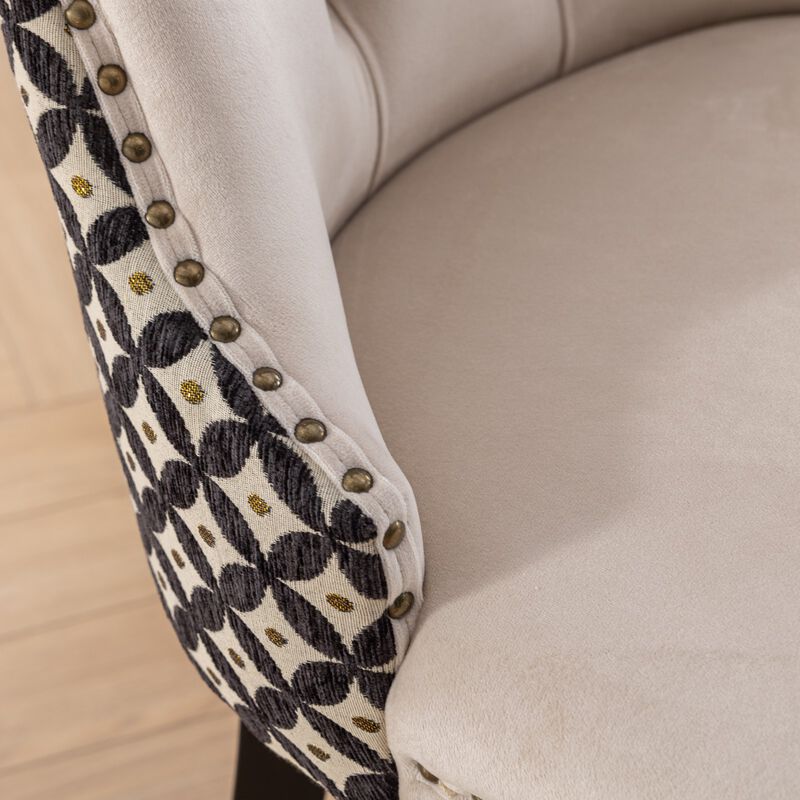 TATEUS Modern High-end Tufted Solid Wood Contemporary Velvet Upholstered Dining Chair with Wood Legs Nailhead Trim 2-Pcs Set
