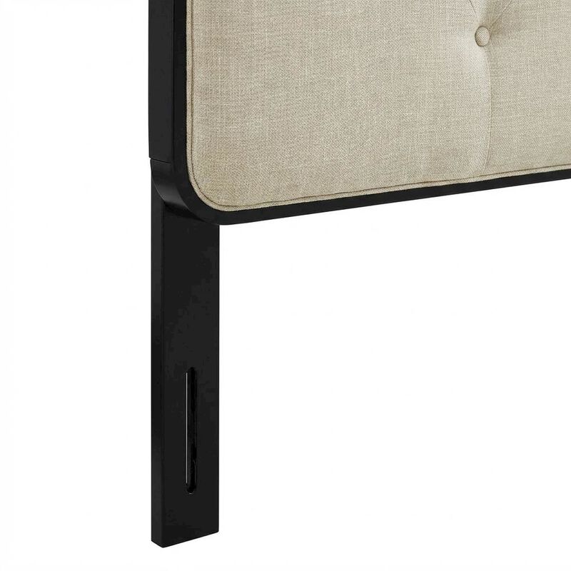 Tufted Fabric Queen Headboard with Wood Frame and Classic Design image number 5