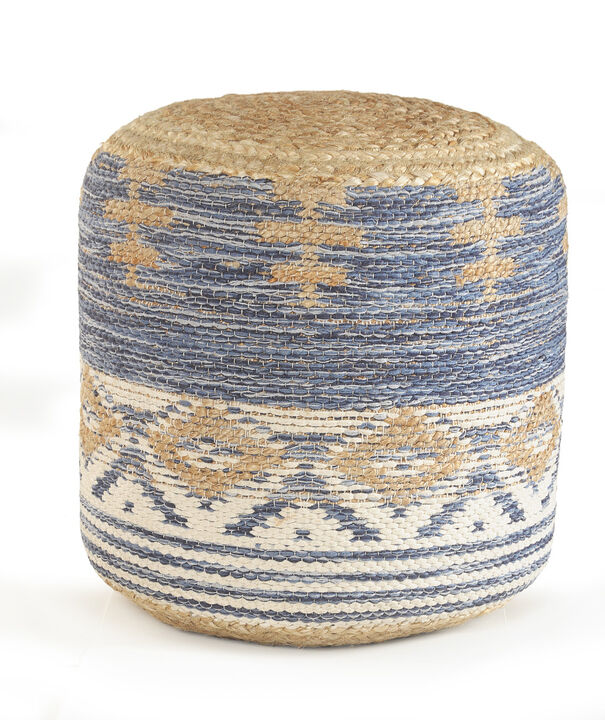 Round Jute Ottoman Pouf for Living Room Seating and Natural Home Decor