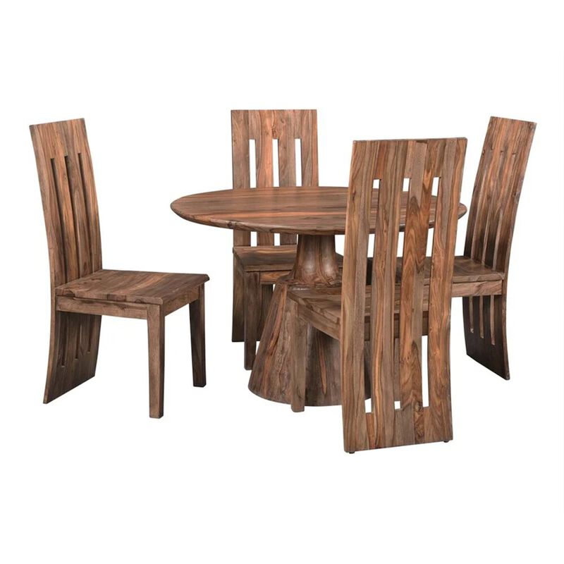 World Interiors Acres 46" Sheesham Wood Round Dining in Brownstone image number 1