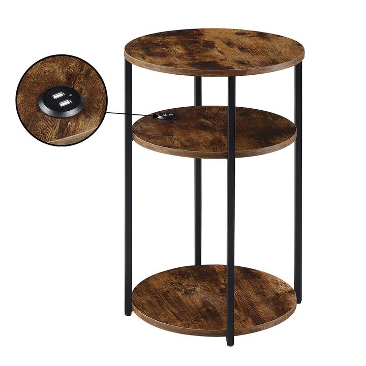 Designs2Go Simon 3 Tier End Table with USB Ports