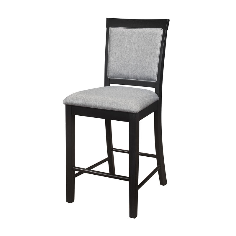Aven 26 Inch Counter Height Chair, Gray Polyester, Black Wood, Set of 2 image number 2