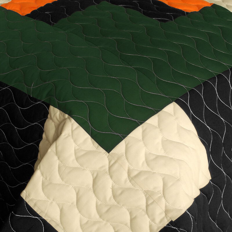 Jungle Exploration Quilted Patchwork Quilt Set 3PC Queen Size Cozy Bedding image number 3