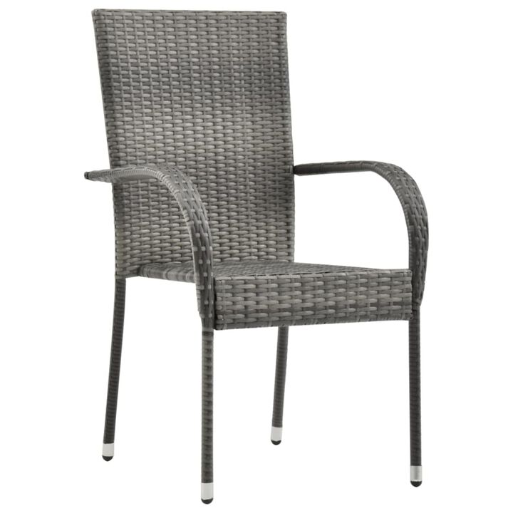 vidaXL Stackable Outdoor Chairs 2 pcs Gray Poly Rattan