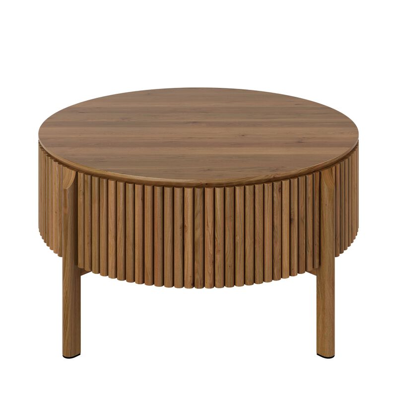 Whisen 30.3" Round Lift Top Coffee Table, Solid Wood Hidden Storage Modern Farmhouse Center Table for Living Room image number 8