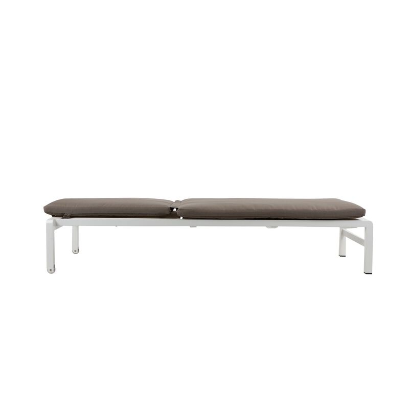 76 x 25 Outdoor Lounger Cushion, 2 Inch Thick Padding, Modern Gray Fabric-Benzara