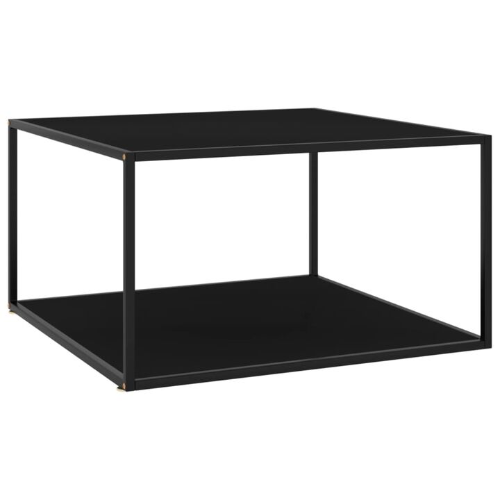 vidaXL Coffee Table Black with Black Glass 90x90x50 cm