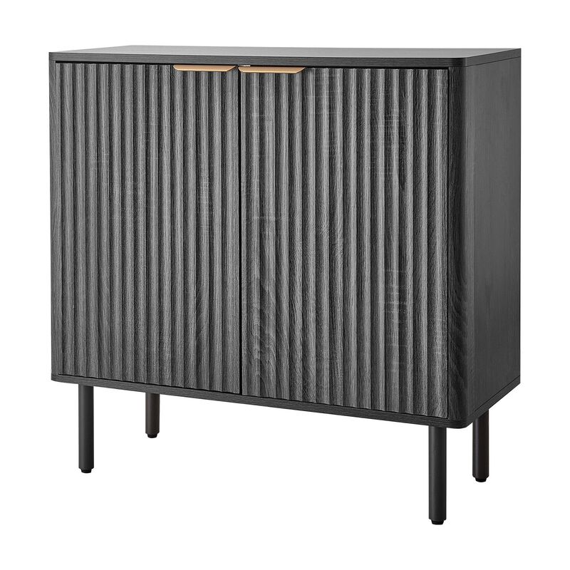Mid Century Coffee Bar Cabinet with Fluted 2-Tier Storage image number 5