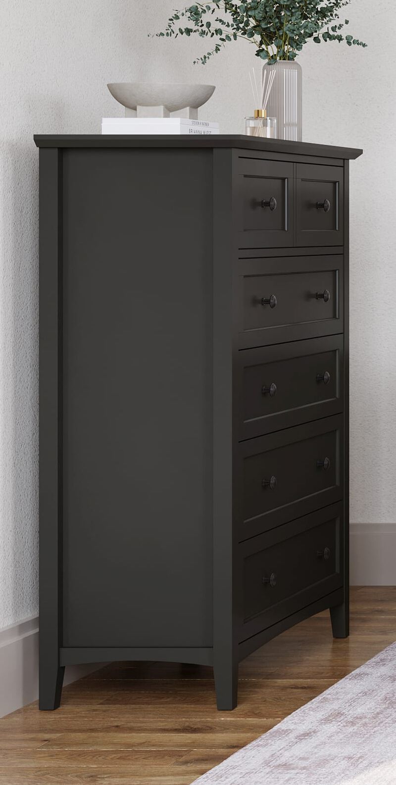 Grace Five Drawer Chest in Raven Black
