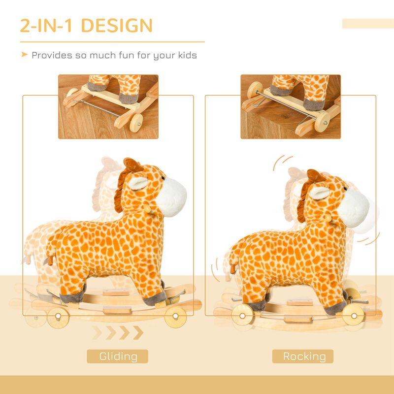 BreeBe Kids Plush Giraffe Rocker with Pedals and Handle image number 4