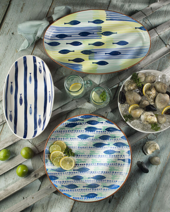 Euro Ceramica Pescador 19.5'' Oversized Oval Serving Platter