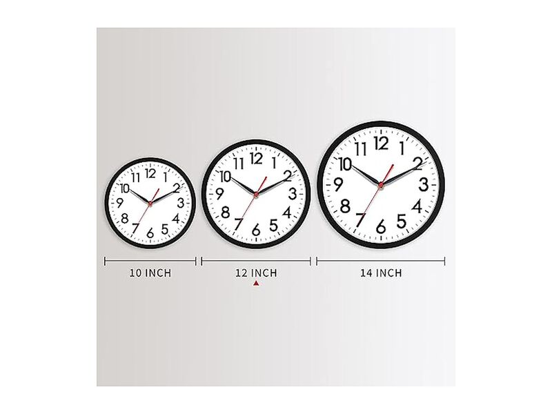 Classic Black Wall Clock 12 Inch Silent Non Ticking Modern Battery Operated image number 2