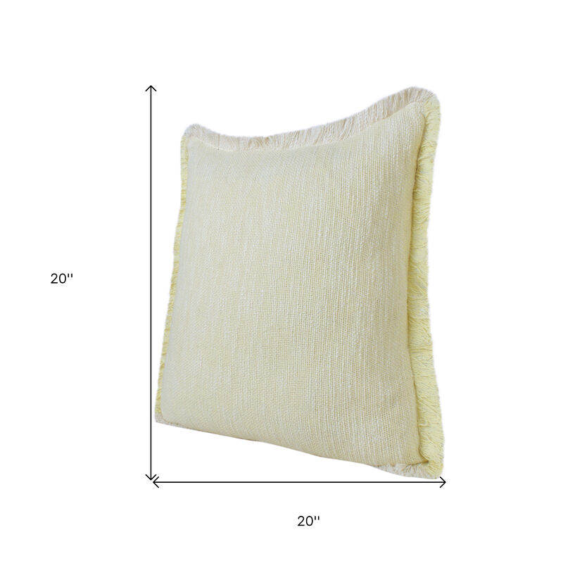 HomeRoots Set of Two 20" Lemon Cotton Throw Pillows with Fringe image number 4