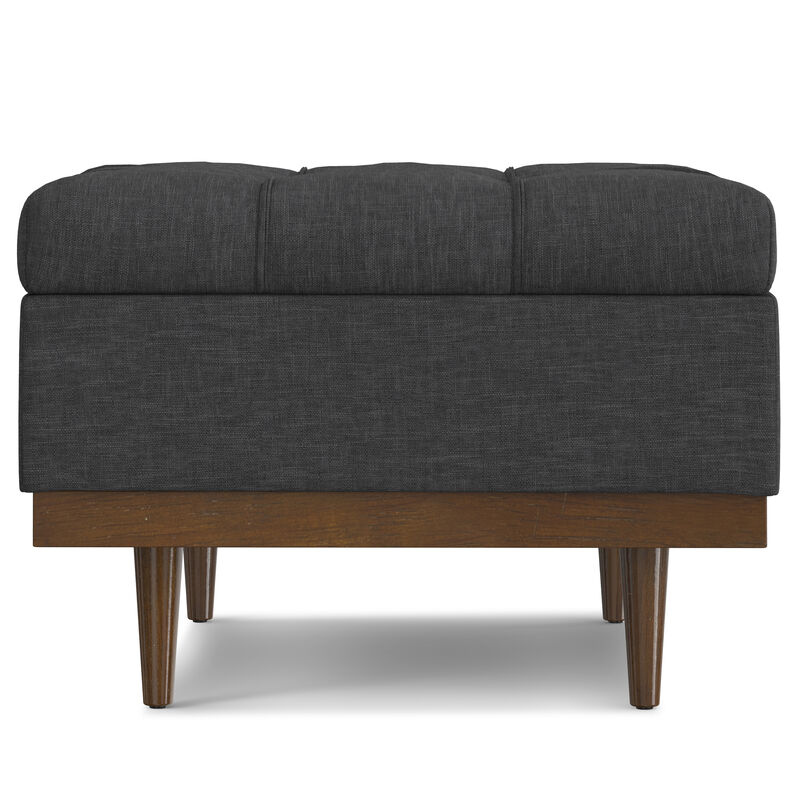 Mariah 34 inch Wide Contemporary Rectangle Coffee Table Storage Ottoman in Slate Grey  Polyester Linen, Assembled