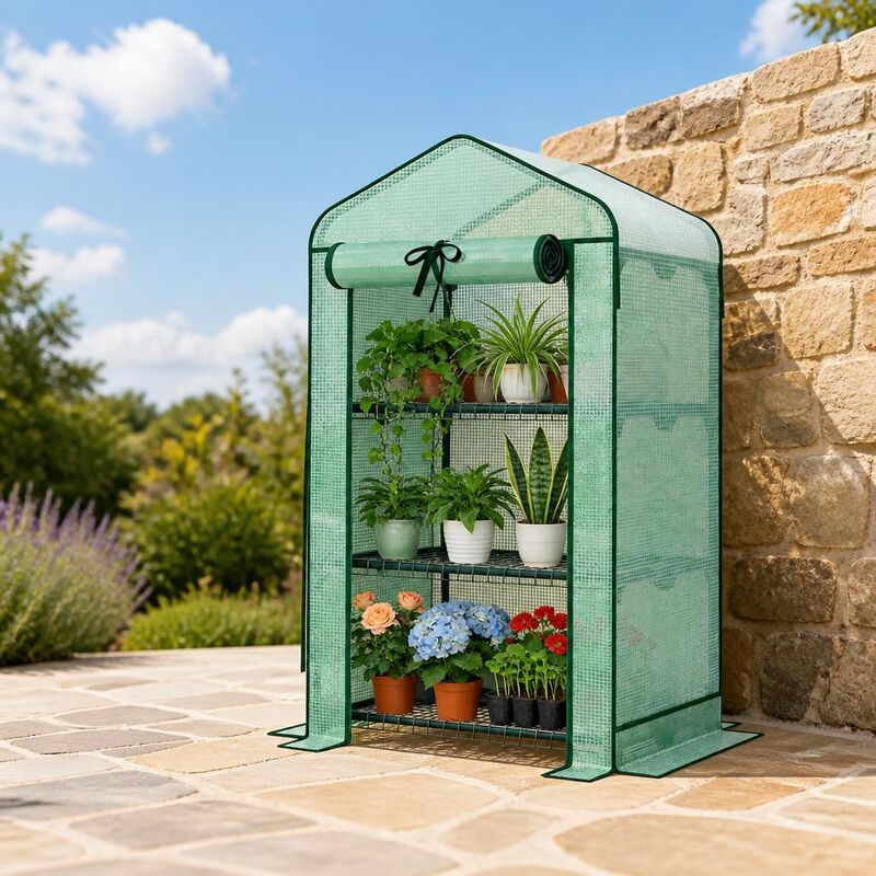 WOW PIONEER Three-Tier Portable Mini Greenhouse With PE Cover And Stable Steel Frame For Patio Gardening Seed Starting and Indoor Plant Growing image number 3