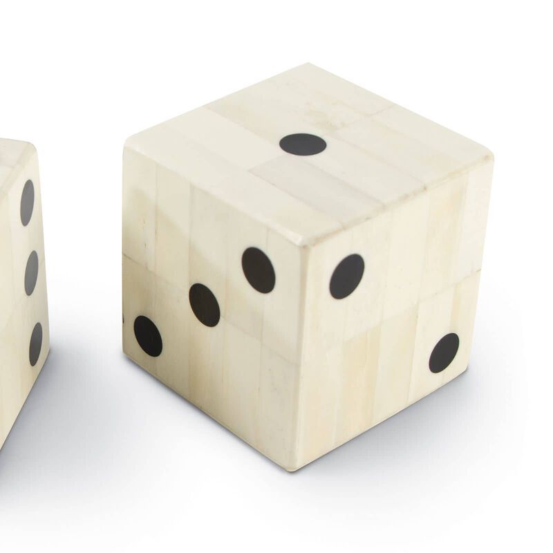 Oversized Bone Gaming Dice Pair