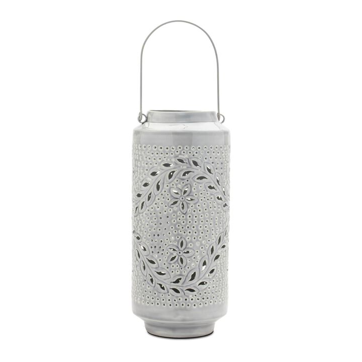 Iron Candle Lantern with Punched Design – Rustic Tabletop or Hanging Lantern for Indoor/Outdoor Use