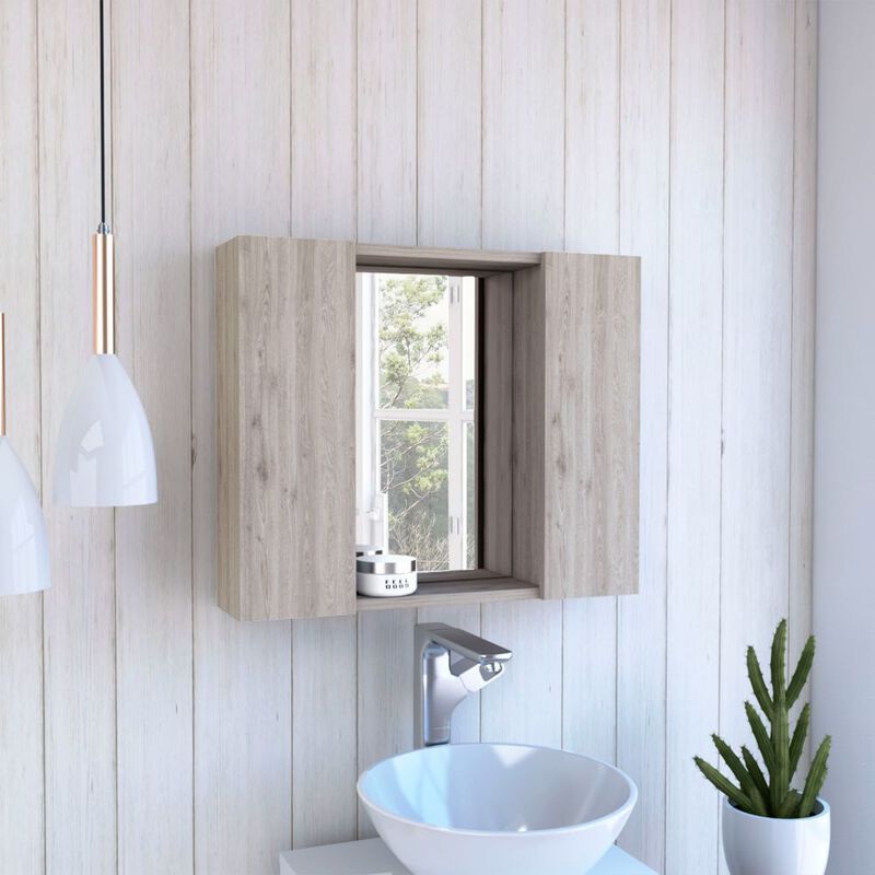 DEPOT E-SHOP Garnet Medicine Double Door Cabinet, One External Shelf