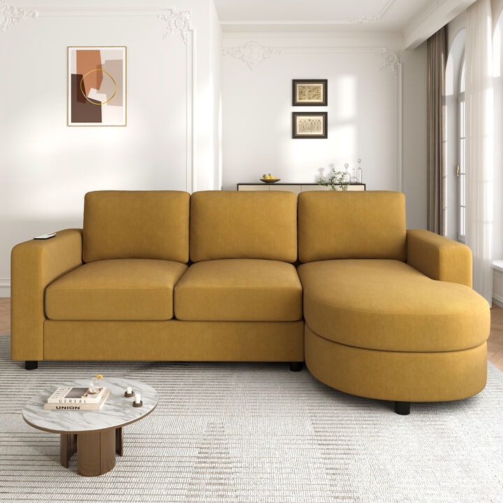 Merax Modern Sectional Sofa  L-shaped Sofa Couch with a Curved Chaise Lounge