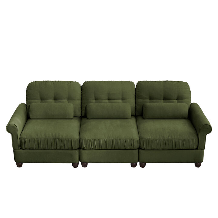 Juspep Mid Century Modern Chenille 3‑Seater Modular Sofa