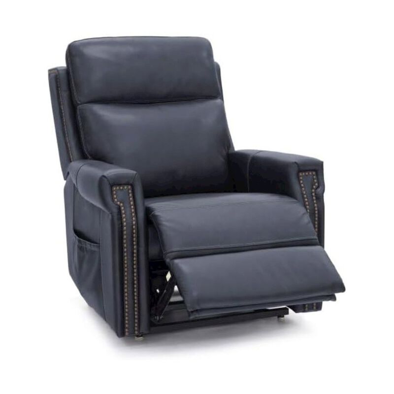 Blue Leather Recliner Chair with Lift, Heat, Power Headrest, and USB image number 4