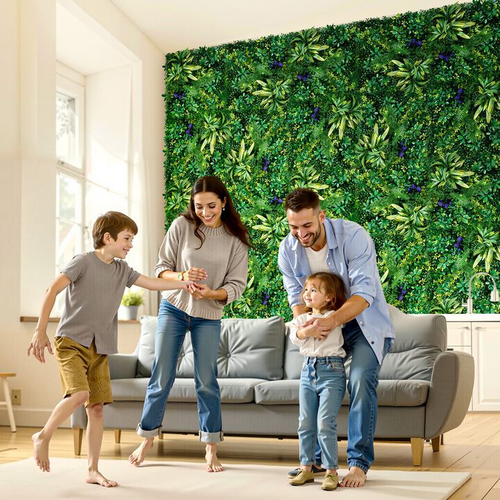 Artificial Boxwood Privacy Wall Panels 12 PCS Green Hedge Fence for Indoor Outdoor Decor