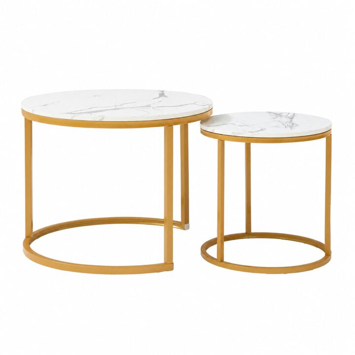 GOODSILO Set of 2 Nesting Coffee Tables Flexible Separable Combined Design for Living Room Bedroom Apartment Small Space Use as Side Table Nightstand Display Shelf