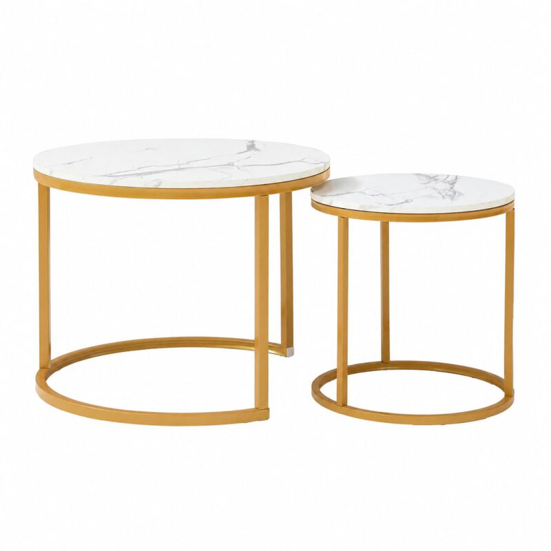 GOODSILO Set of 2 Nesting Coffee Tables Flexible Separable Combined Design for Living Room Bedroom Apartment Small Space Use as Side Table Nightstand Display Shelf image number 0