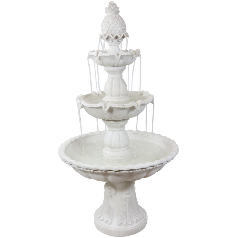 Sunnydaze Welcome Fiberglass Outdoor 3-Tier Water Fountain