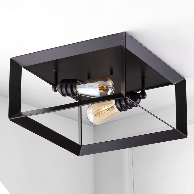 Marfa 2-Light Iron Modern Farmhouse LED Flush Mount