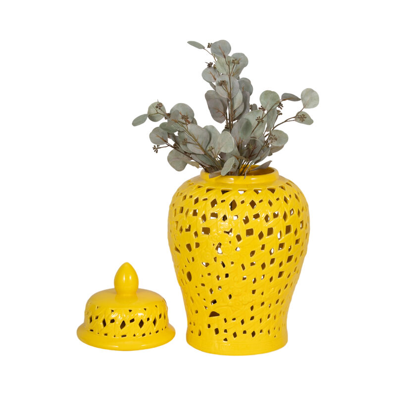 Pierced Yellow Temple Jar 24" image number 1