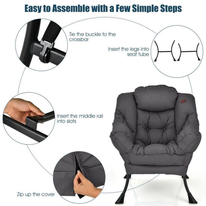 Hivvago Modern Cushioned Accent Chair with Side Pocket - Upholstered Fabric