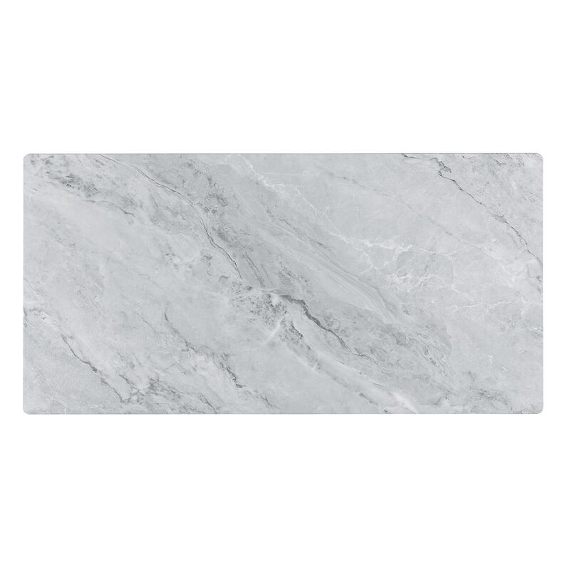 Landon Coffee Table with Glass Gray Marble Texture Top and Bent Wood Design