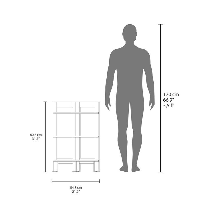 Akutan Side Table with 3 Shelves, 3 Legs, Black Wengue