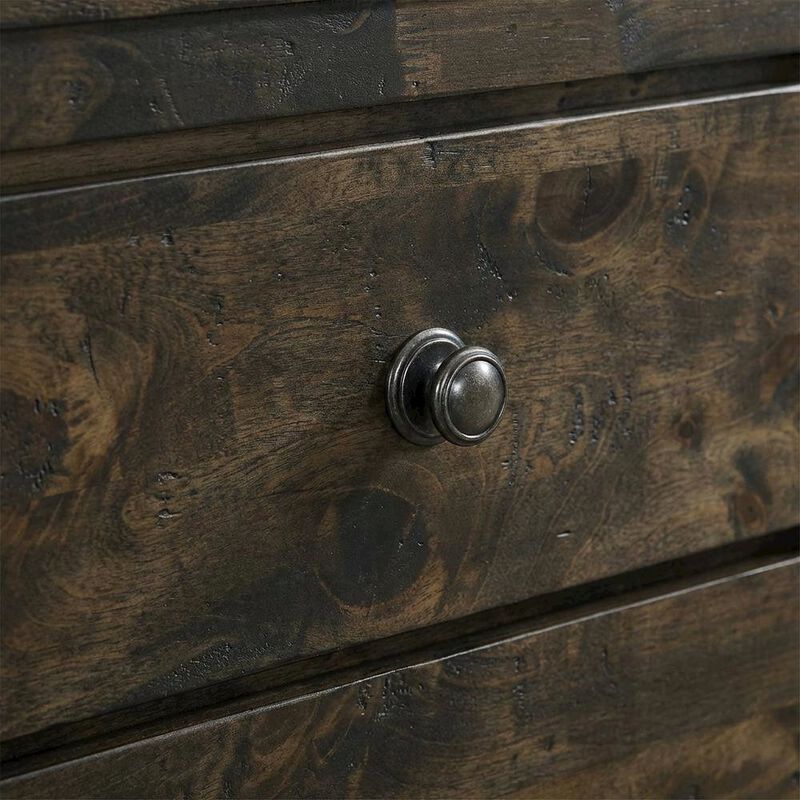 Rustic Gray Solid Wood Nightstand with Classic Design for Bedroom image number 3