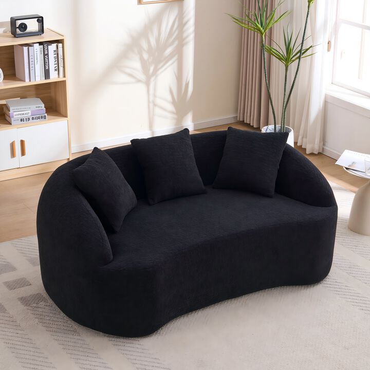 Whisen 65" Chenille Loveseat, 2-Seat Modular Sofa with 3 Pillows for Living Room, Apartment, Office