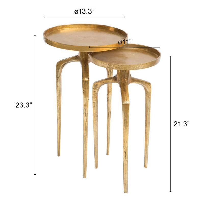 Hivvago Set Of Two 13 Inch  Gold Nested Tables