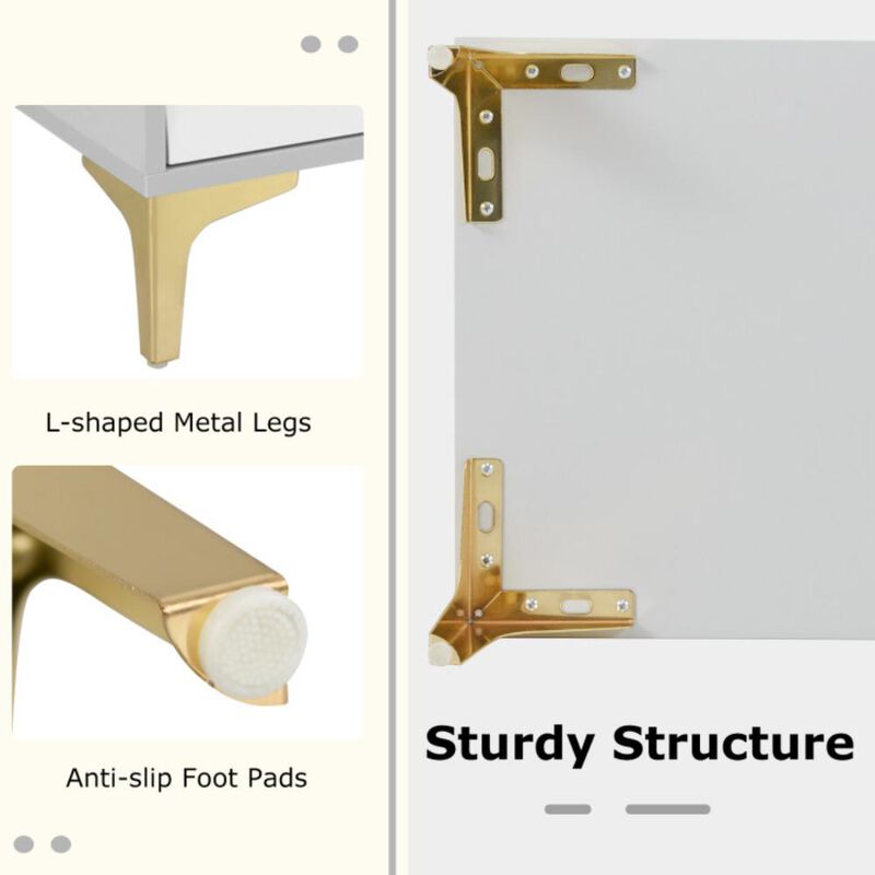 Hivvago 4 Drawer Modern Storage Cabinet with Flip Up Fluted Glass Door
