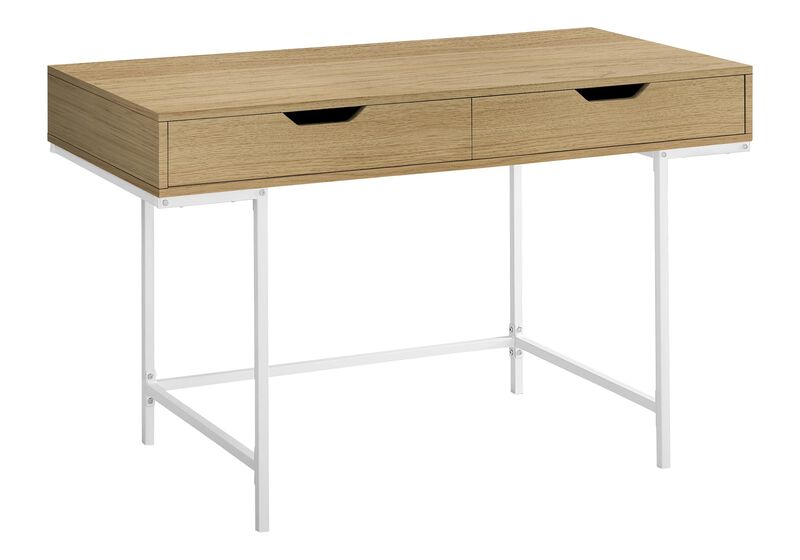 Monarch Specialties I 7569 Computer Desk, Home Office, Laptop, Storage Drawers, 48" L, Work, Metal, Laminate, Natural, White, Contemporary, Modern image number 0