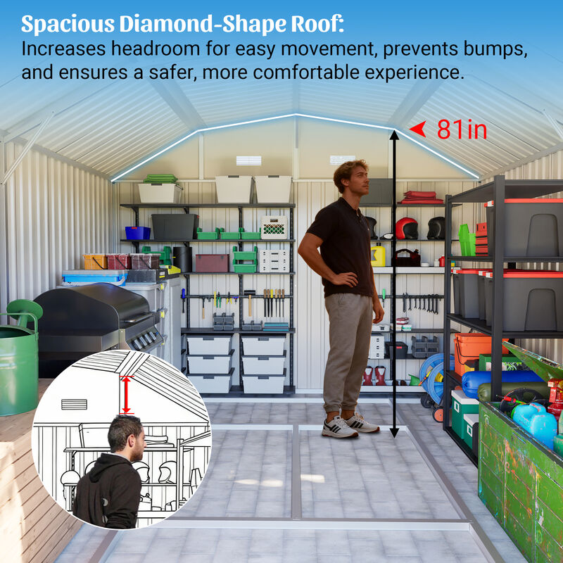 Metal Outdoor Storage Shed with Floor Frame Kit Tool Shed Heavy Duty image number 5