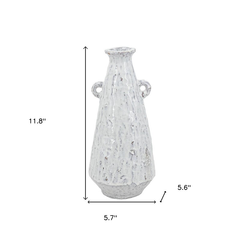 HomeRoots 12" White Terracotta Tapered Jug Vase image number 6