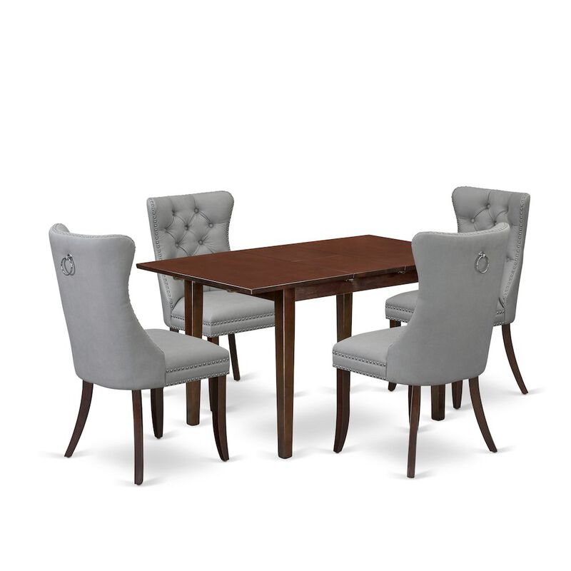 5 Piece Kitchen Table Set Contains a Rectangle Dining Table with Butterfly Leaf